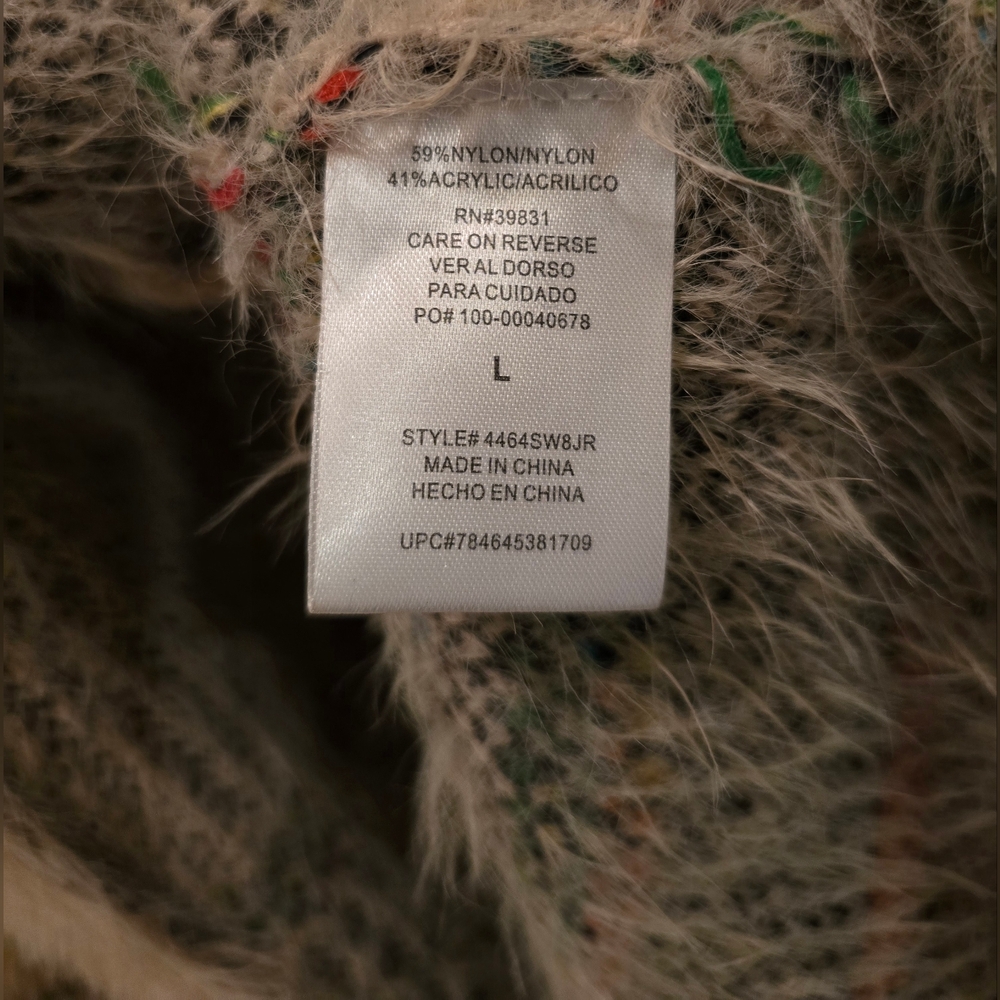 My Michelle Beige Patterned Cardigan Hidden Closure.  Large - Picture 3 of 7